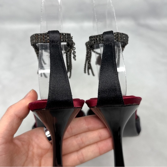 Giuseppe Zanotti Vicini Vintage Gothic Silk Pointed Toe Mule Pump Heels Black - Picture 11 of 16